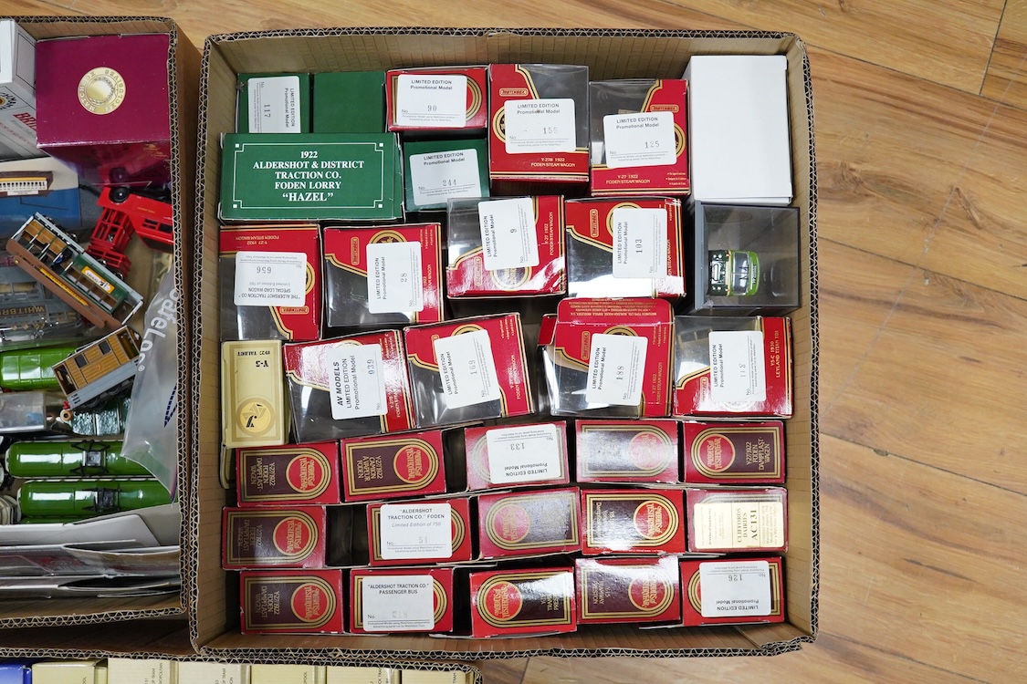 Sixty boxed diecast vehicles by Corgi Classics, Matchbox Models of Yesteryear, etc. including a large number of trams and other public transport vehicles, operators include; LCC, Plymouth, Blackpool, Belfast, Cardiff, et